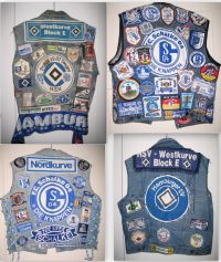 4x Kuttenbilder / unter Kutten / HSV-Kutten & Kutten anderer Vereine