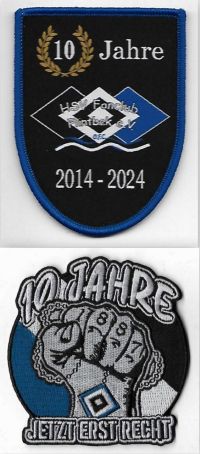 Flintbek und Jetzt erst Recht - jeweils 10 Jahre / unter Fan-Club Aufnäher