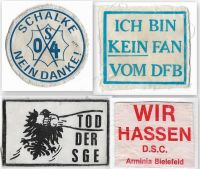 4 alte, gedruckte Anti-Aufnäher / unter Normale HSV-Aufnäher / Anti Aufnäher